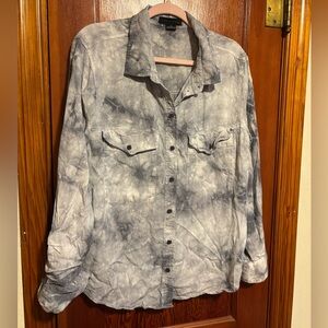 SANCTUARY Women’s Gray Tie-Dye Long Sleeve Button-down Shirt Size Medium